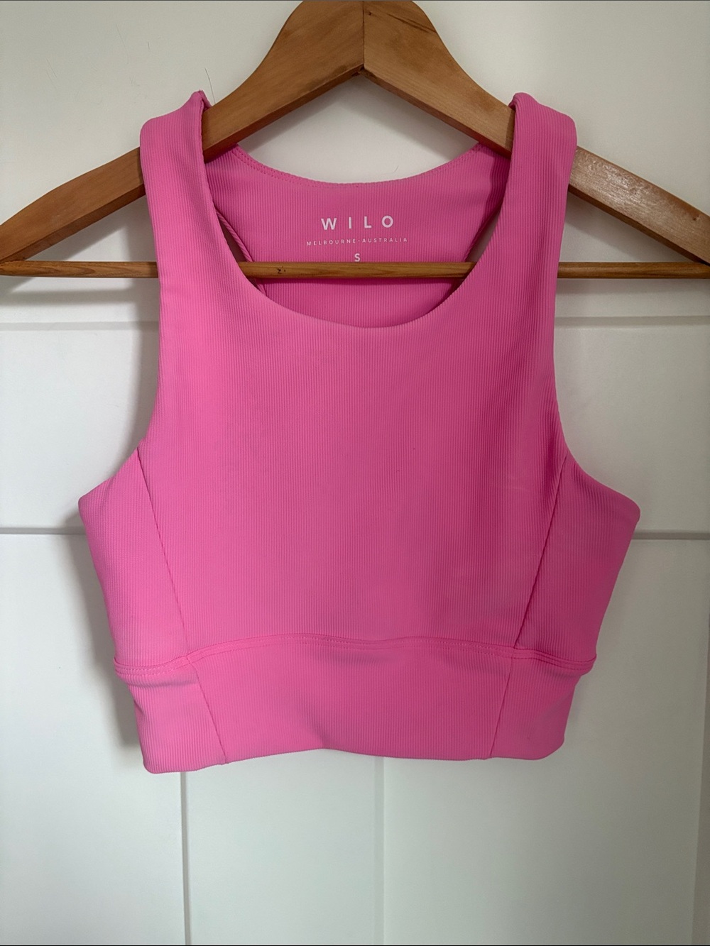 WILO Pink Ribbed Crop Tank Top